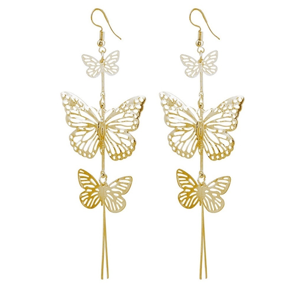 Gold Butterfly Drop Earrings